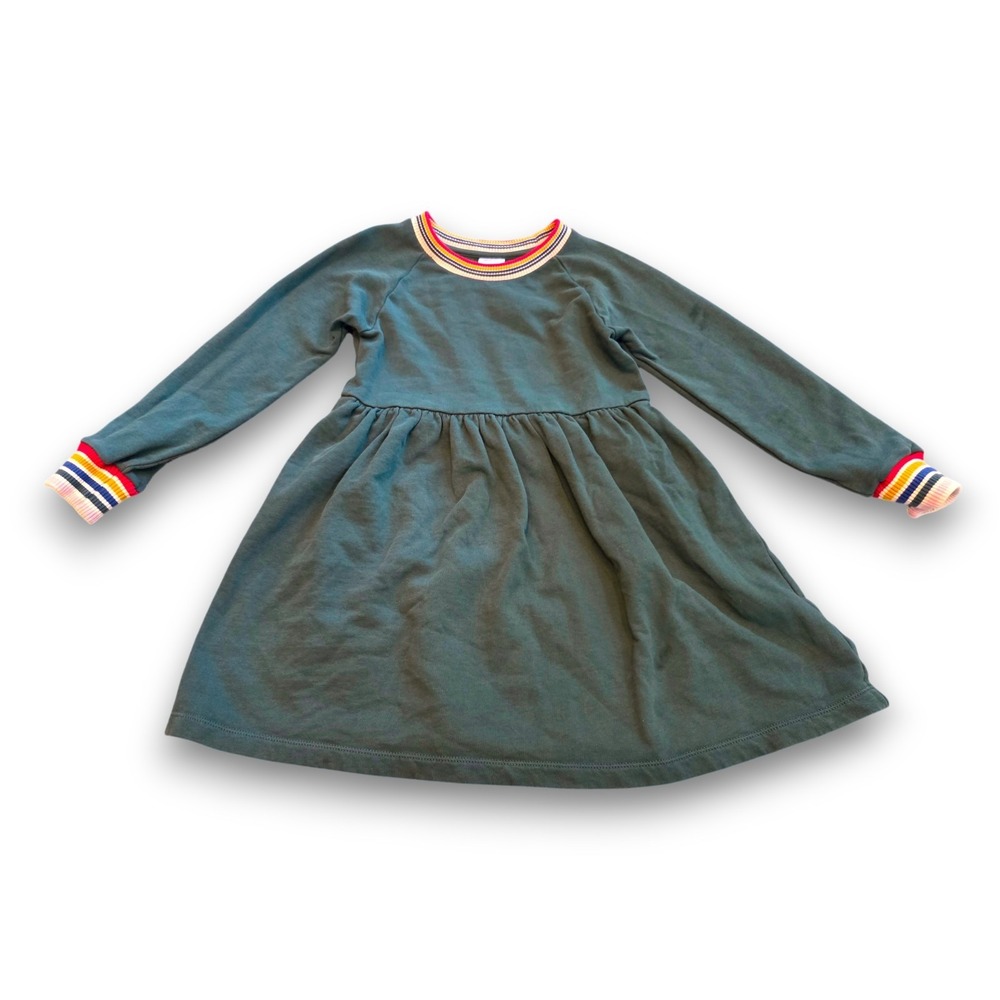 Hanna Andersson Green Sweatshirt Sweater Dress Long Sleeve Girls 120 US 6-7